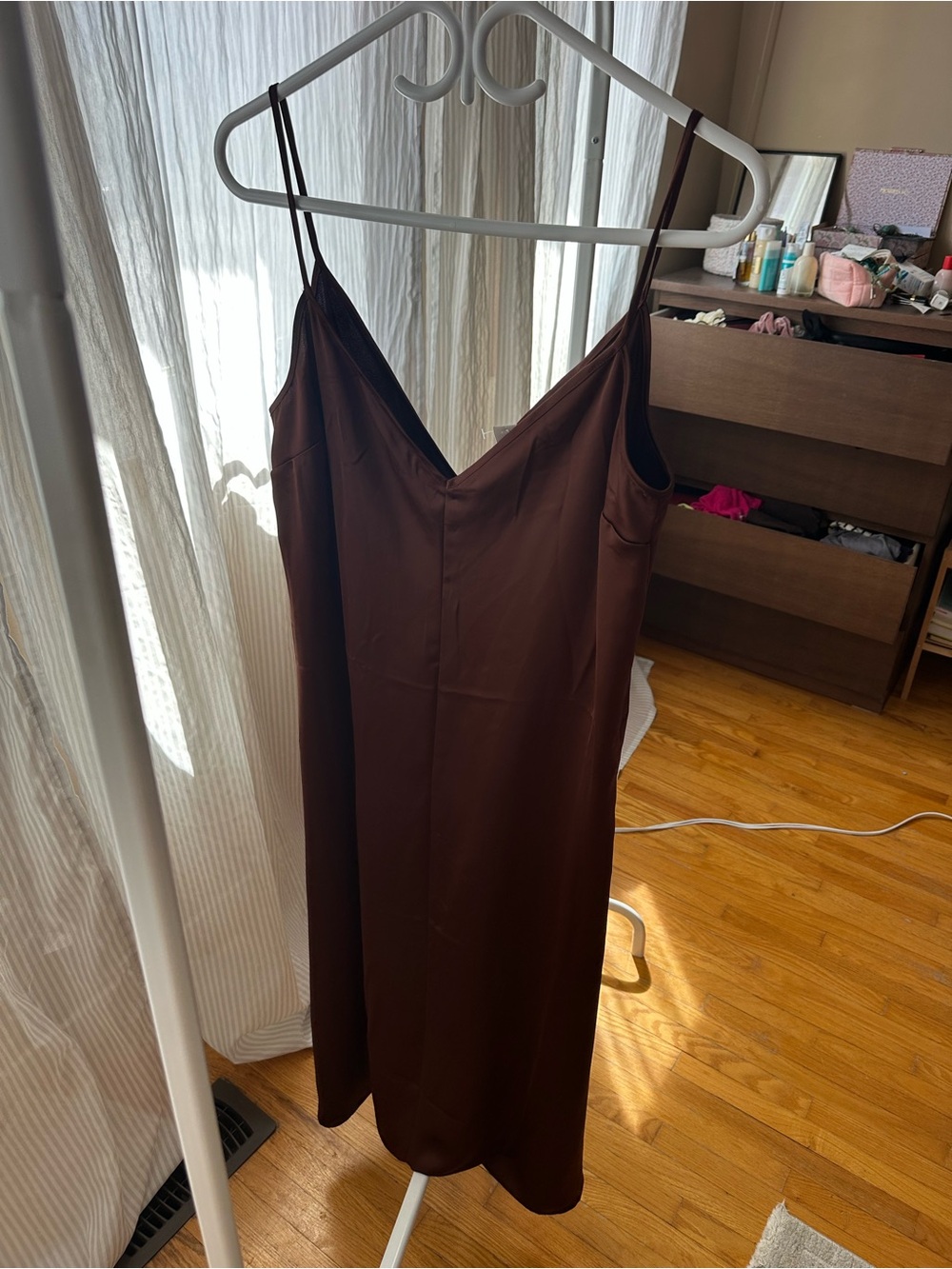 H&M Chocolate Brown Slip Dress with V-Neck